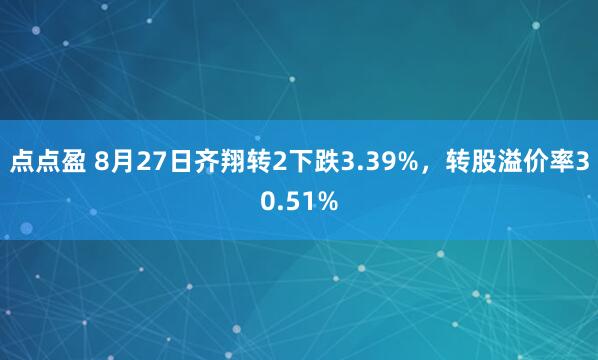 点点盈 8月27日齐翔转2下跌3.39%，转股溢价率30.51%